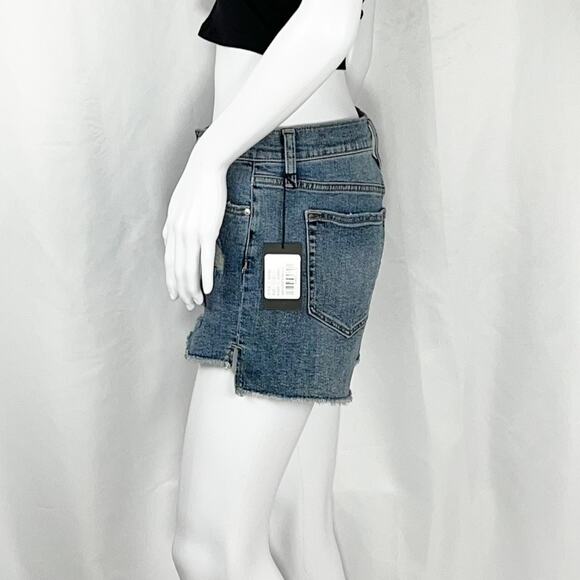 Joes Jeans Leandra Wash Rips Frayed Raw Hem Hi-Lo Side Vent Jean Shorts Sz27 NWT - Picture 5 of 11
